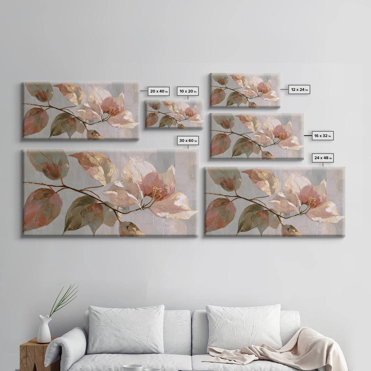 Large Botanical Print Canvas Print, Wall Art, Printable Wall Art, Living Room Decor, Oil Painting, Original Art, WAL-2x1-94