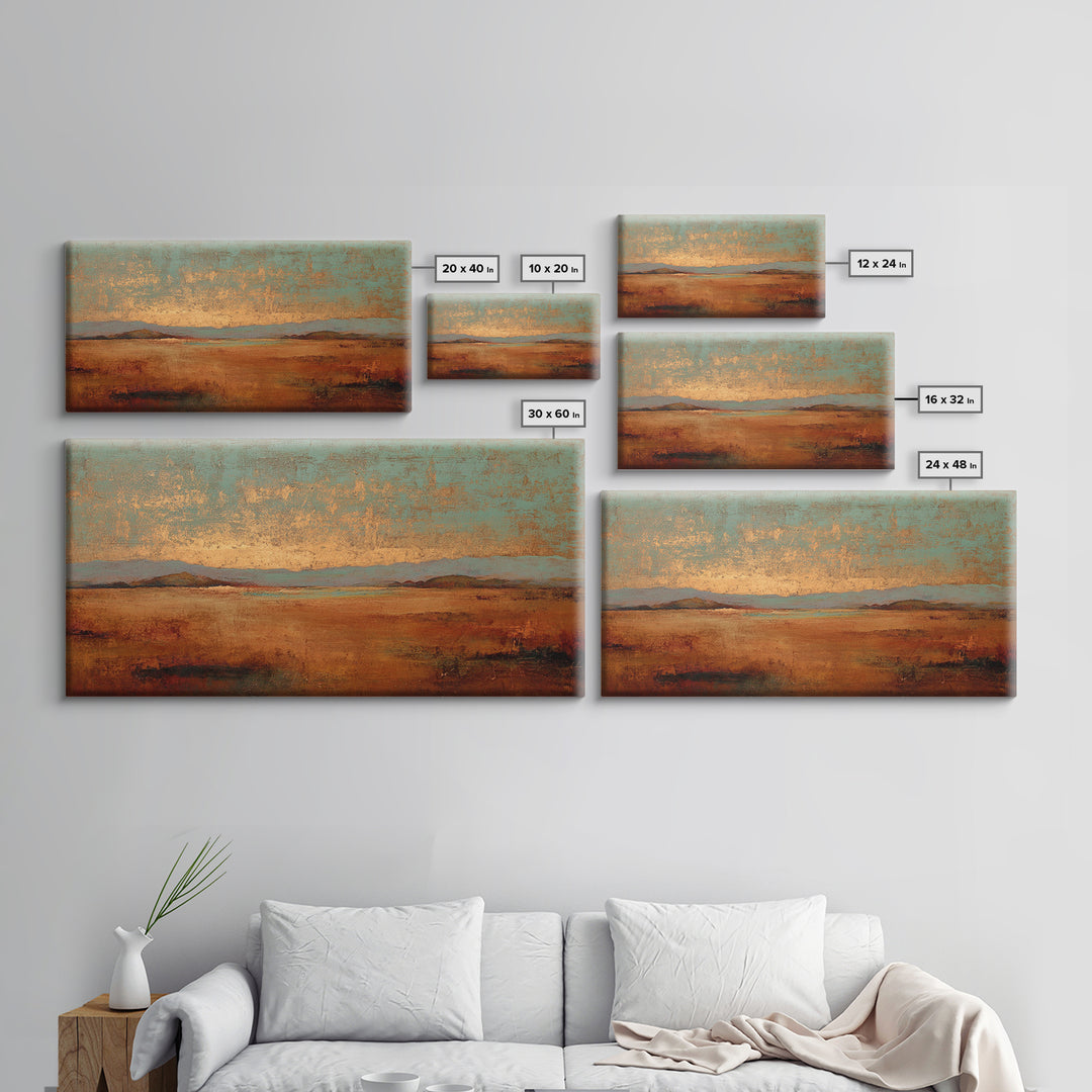 Desert Landscape in Warm Terracotta Tones Framed Canvas Print, Wall Art, Wall Hanging, Living Room Decor, Fine Art, WAL-2x1-99