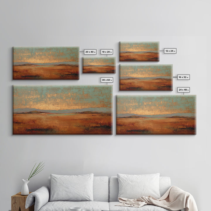 Desert Landscape in Warm Terracotta Tones Framed Canvas Print, Wall Art, Wall Hanging, Living Room Decor, Fine Art, WAL-2x1-99