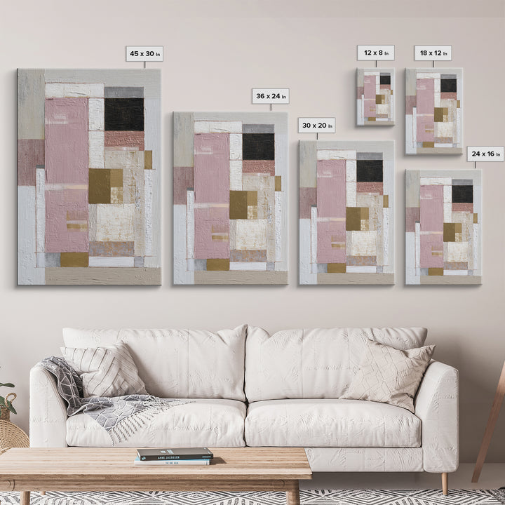 Modern Geometric Composition for Living Spaces Framed Canvas Print, Wall Art, Heart, Living Room Decor, Fine Art, WAL-2x3-12