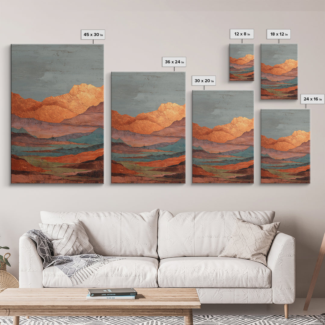 Desert Landscape in Warm Terracotta Tones Canvas Print, Wall Art, Minimalist Decor, Living Room Decor, Oil Painting, WAL-2x3-15