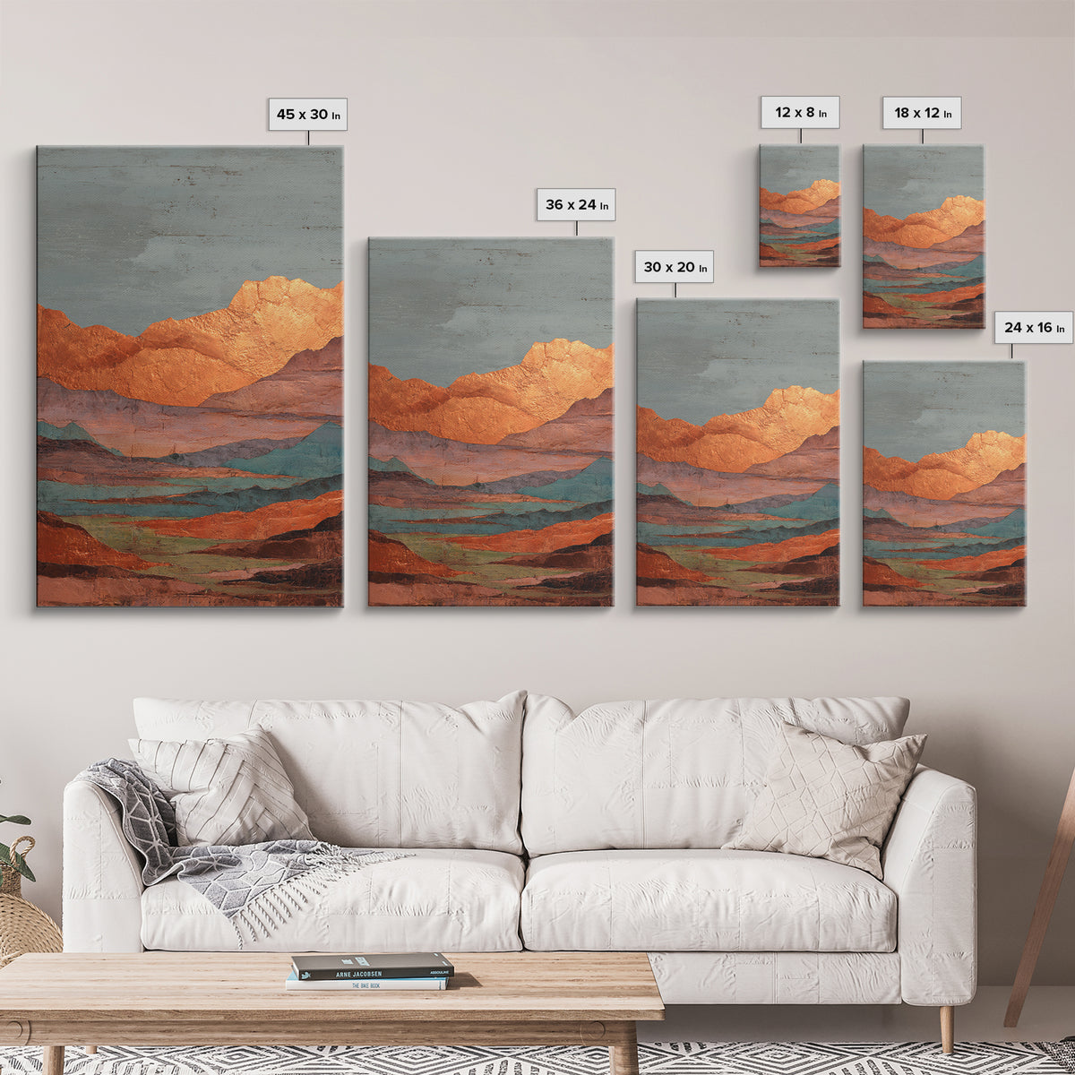 Desert Landscape in Warm Terracotta Tones Canvas Print, Wall Art, Minimalist Decor, Living Room Decor, Oil Painting, WAL-2x3-15