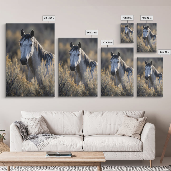 Wild Horse Portrait Framed Canvas Print, Wall Art, Heart, Living Room Decor, Fine Art, Home Decor Gift, Original Art, WAL-2x3-21