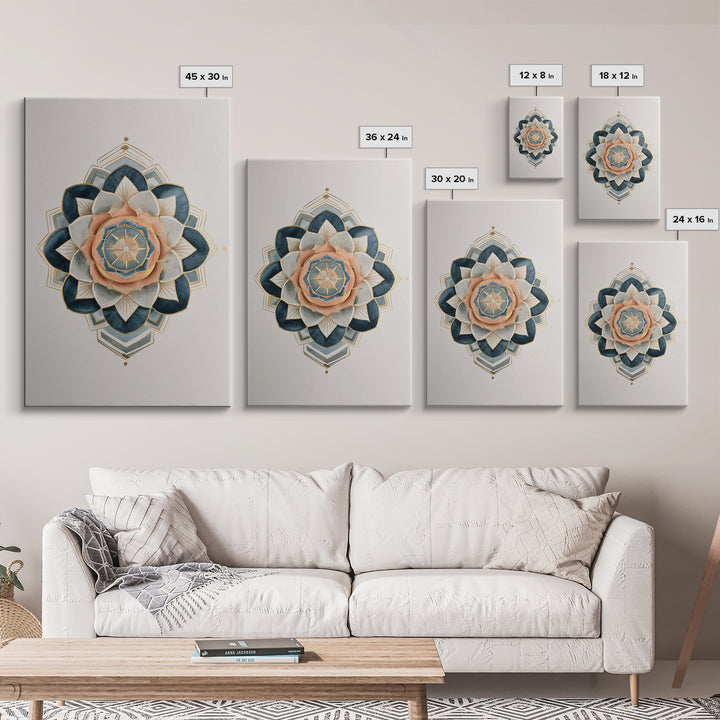 Sacred Geometry Mandala Canvas Print, Wall Art, Wall Hangings, Living Room Decor, Watercolor Art, Framed Wall Art, WAL-2x3-29