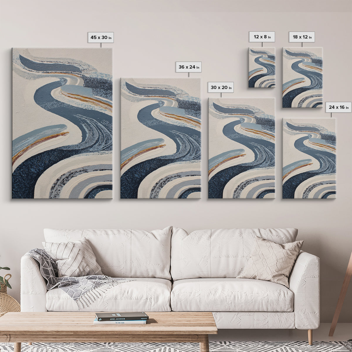 Statement Abstract with Bold Layered Brushwork Framed Canvas Print, Wall Art, Wall Clock, Living Room Decor, Abstract Art, WAL-2x3-33