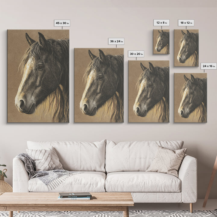 Wild Horse Portrait Canvas Print, Wall Art, Metal Wall Art, Living Room Decor, Fine Art, Digital Print, Wood Wall Art, WAL-2x3-45