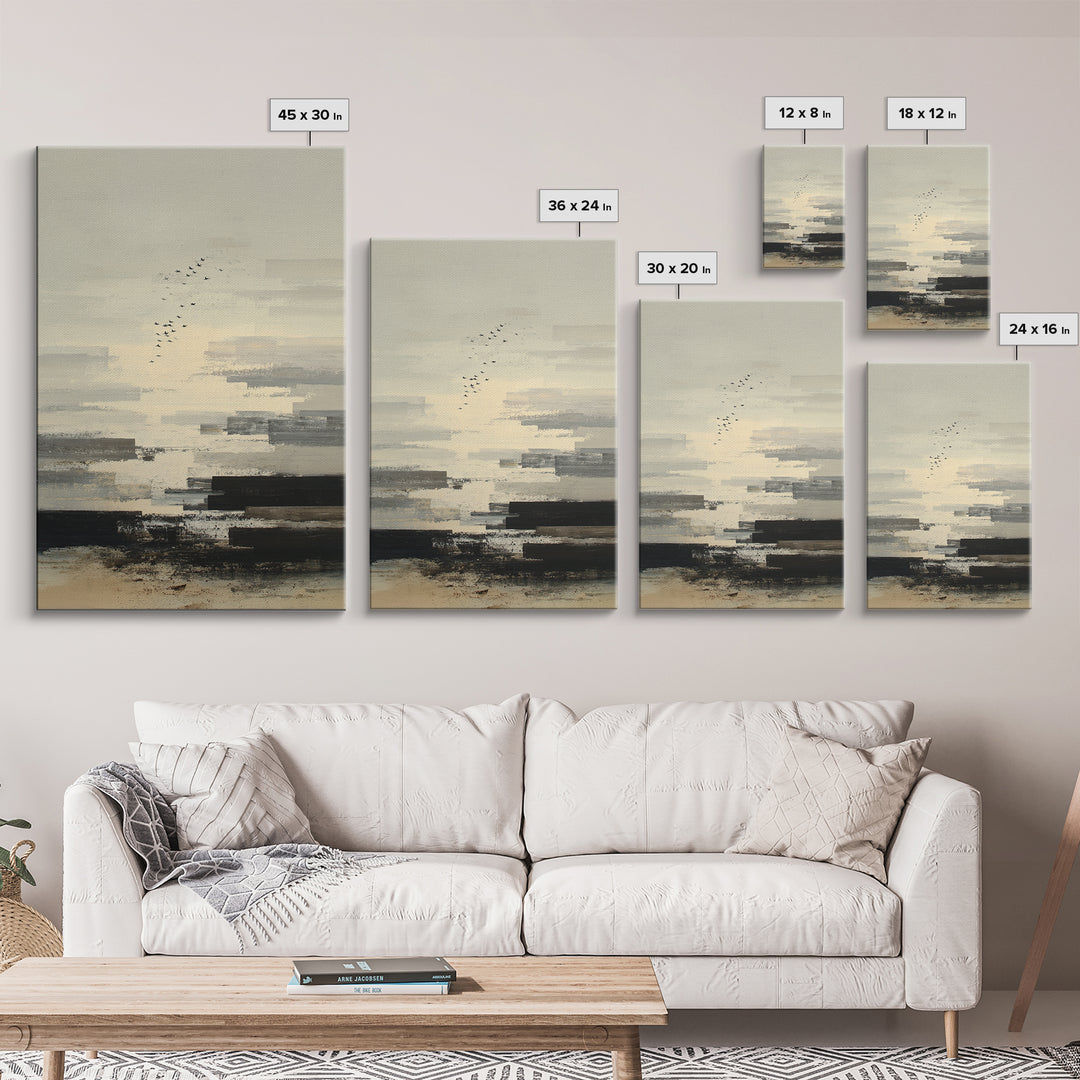 Luxury Neutral Plaster Texture Abstract Framed Canvas Print, Wall Art, Mid Century Modern, Living Room Decor, Fine Art, WAL-2x3-47