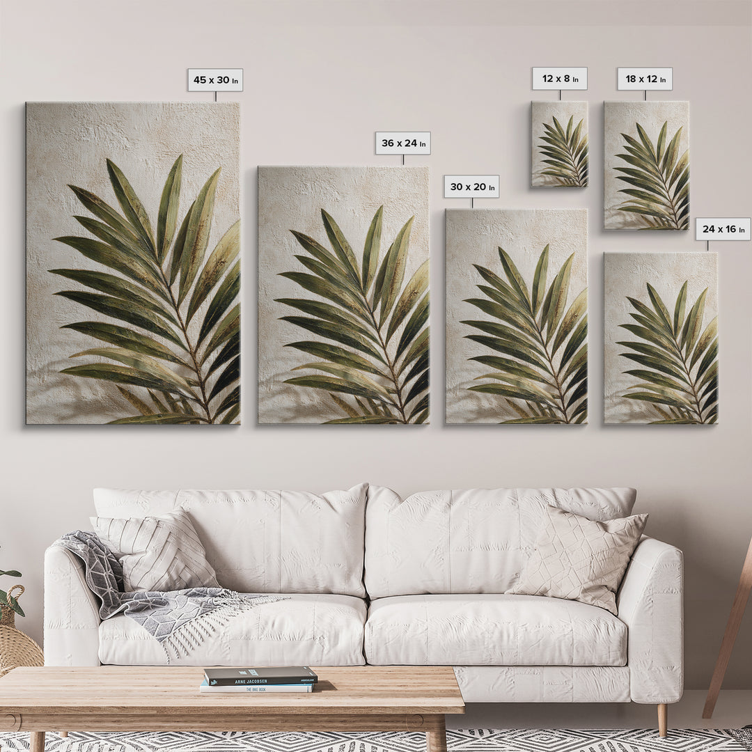 Tropical Palm Leaf Painting Framed Canvas Print, Wall Art, Home Decor, Living Room Decor, Fine Art, Digital Wall Art, WAL-2x3-48