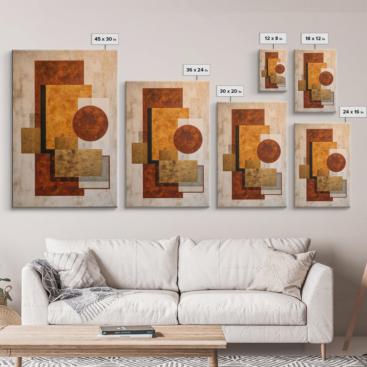 Modern Geometric Composition for Living Spaces Framed Canvas Print, Wall Art, Canvas, Living Room Decor, Abstract Art, WAL-2x3-60