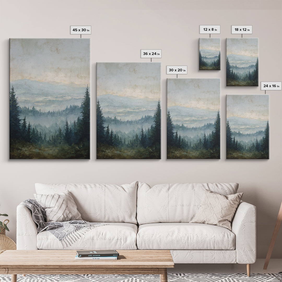 Moody Forest Landscape Canvas Print, Wall Art, Heart, Living Room Decor, Fine Art, Home Decor Gift, Original Art, WAL-2x3-66