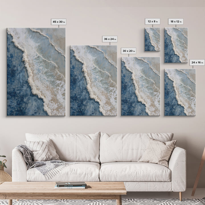Coastal Aerial Water Study Canvas Print, Wall Art, Large Wall Art, Living Room Decor, Fine Art, Abstract Wall Art, WAL-2x3-67