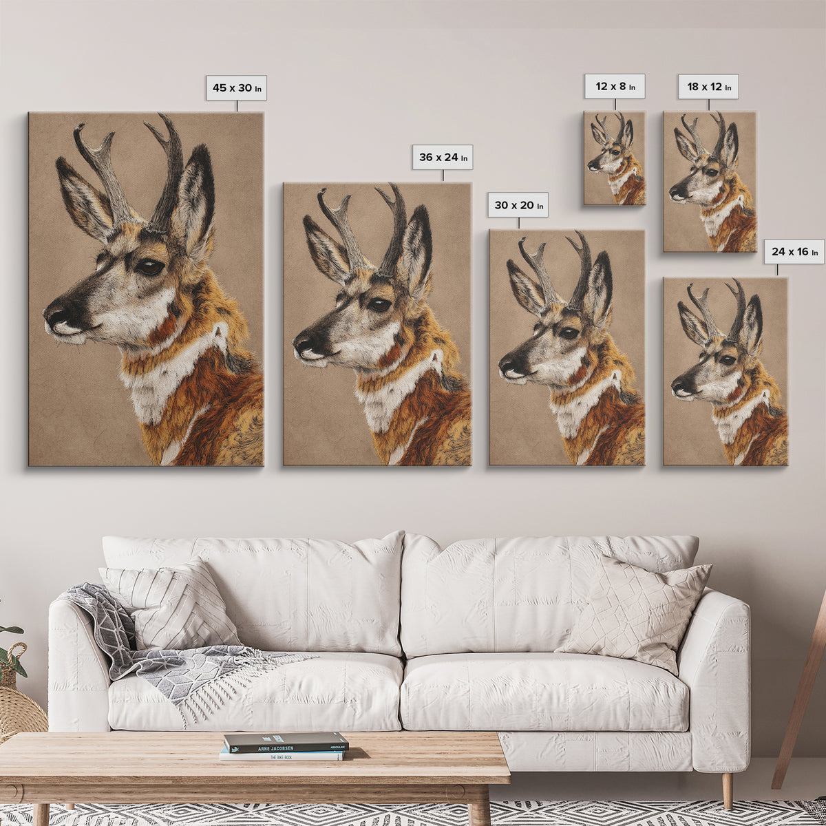 Whimsical Animal Portrait Canvas Print, Wall Art, Digital Wall Art, Living Room Decor, Fine Art, Wood Wall Art, WAL-2x3-79