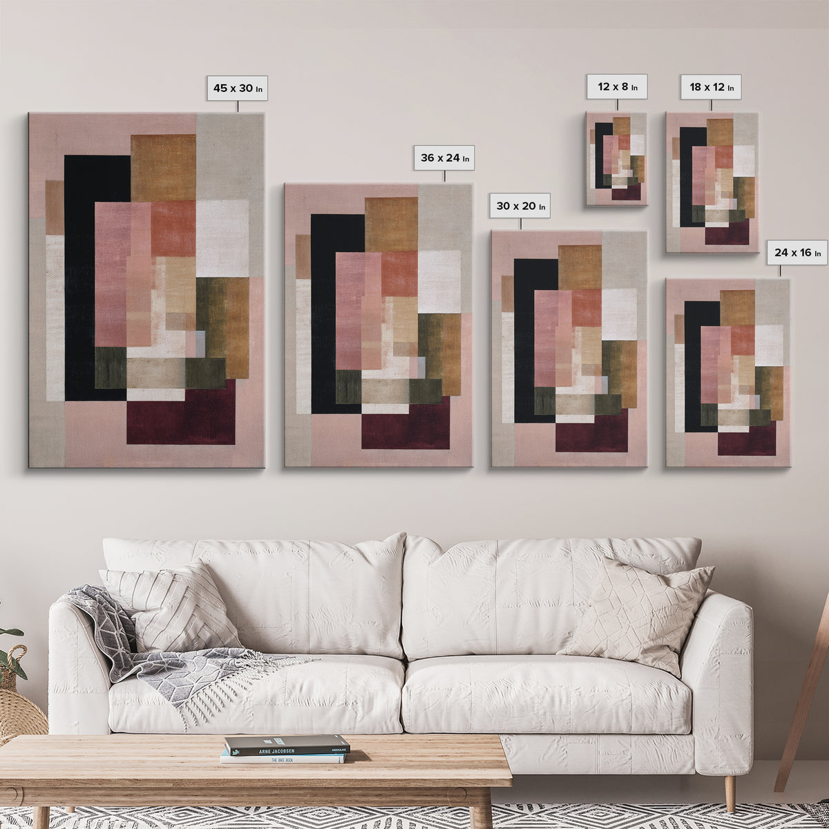Modern Geometric Composition for Living Spaces Framed Canvas Print, Wall Art, Modern Decor, Living Room Decor, Abstract Art, WAL-2x3-84