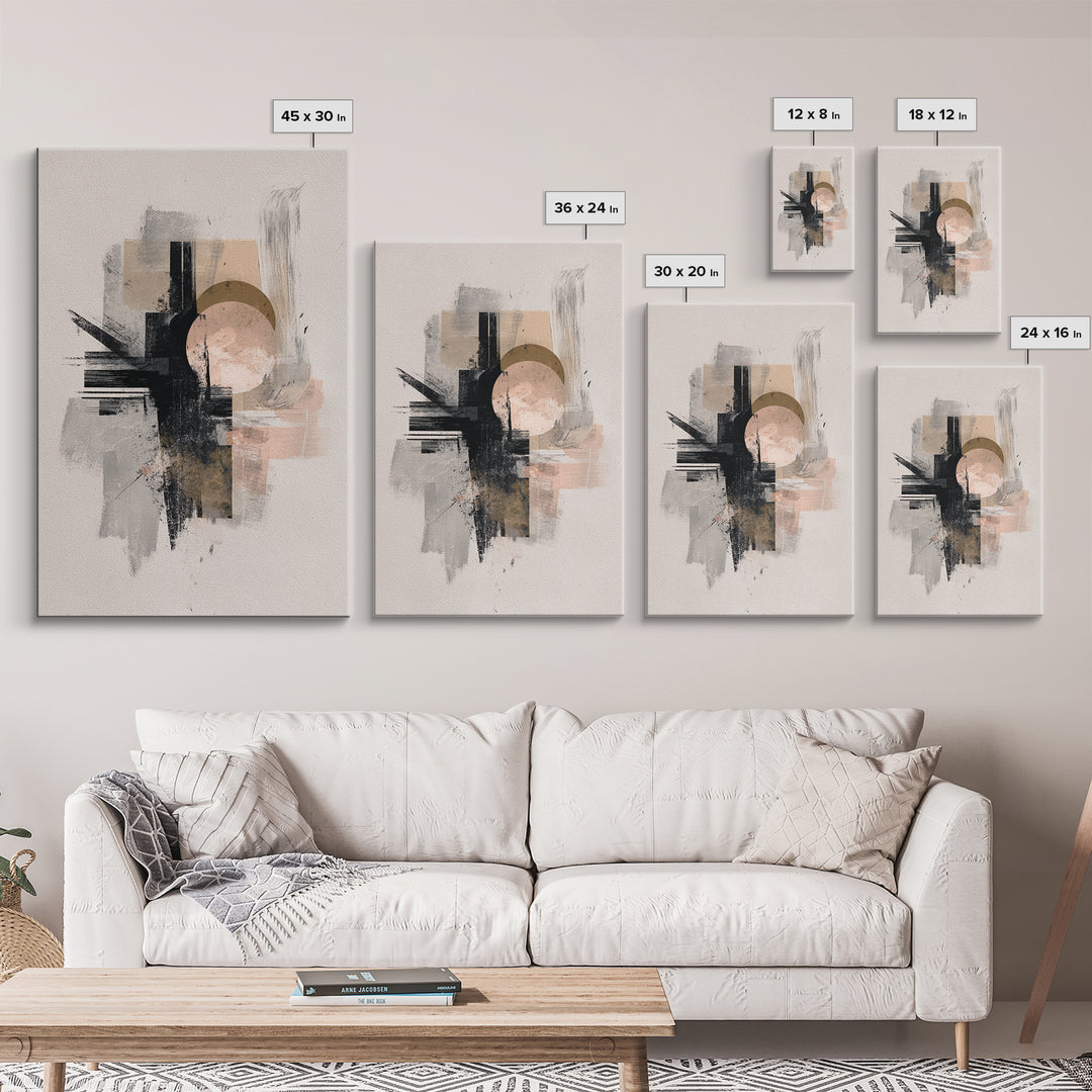 Statement Abstract with Bold Layered Brushwork Canvas Print, Wall Art, Canvas, Living Room Decor, Abstract Art, WAL-2x3-9