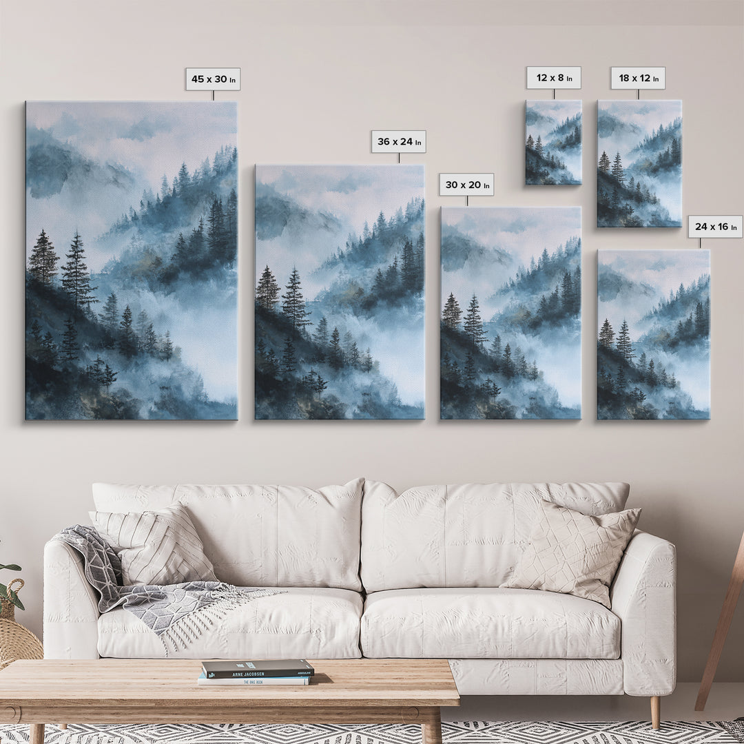 Moody Forest Landscape Framed Canvas Print, Wall Art, Metal Wall Art, Living Room Decor, Oil Painting, Digital Print, WAL-2x3-90