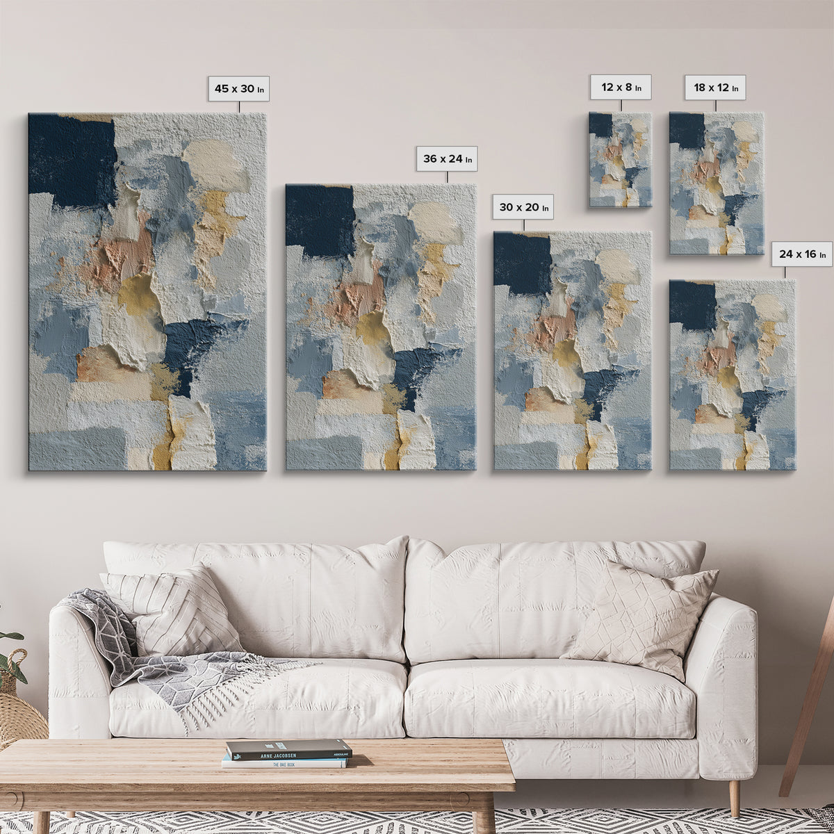 Luxury Neutral Plaster Texture Abstract Canvas Print, Wall Art, Living Room Decor, Abstract Art, Minimalist Decor, WAL-2x3-95