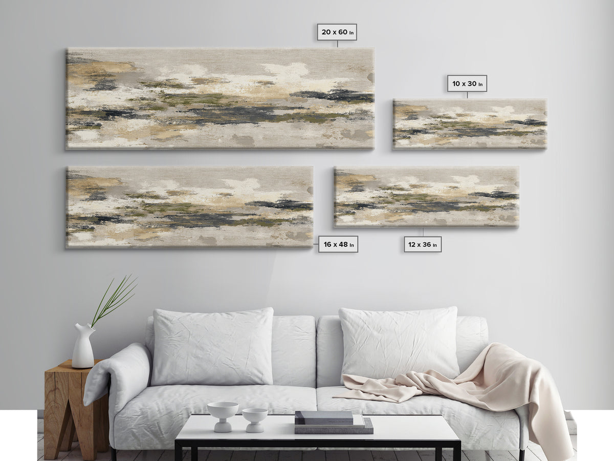 Urban Skyline in Muted Evening Color Framed Canvas Print, Wall Art, Art Print, Living Room Decor, Abstract Art, WAL-3x1-10