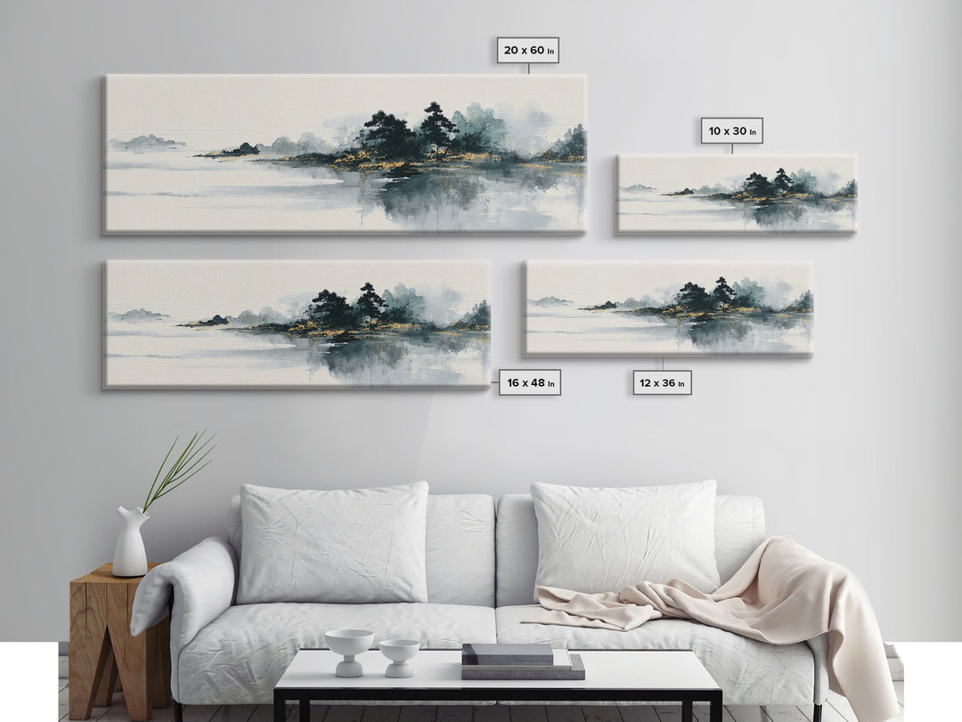 Monochrome Ink Crane Composition Canvas Print, Wall Art, Original Art, Living Room Decor, Fine Art, Modern Decor, WAL-3x1-16