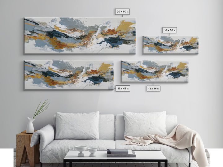 Statement Abstract with Bold Layered Brushwork Canvas Print, Wall Art, Textured Wall Art, Living Room Decor, WAL-3x1-17