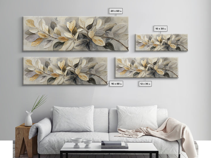Large Botanical Print Framed Canvas Print, Wall Art, Digital Wall Art, Living Room Decor, Watercolor Art, Wood Wall Art, WAL-3x1-18
