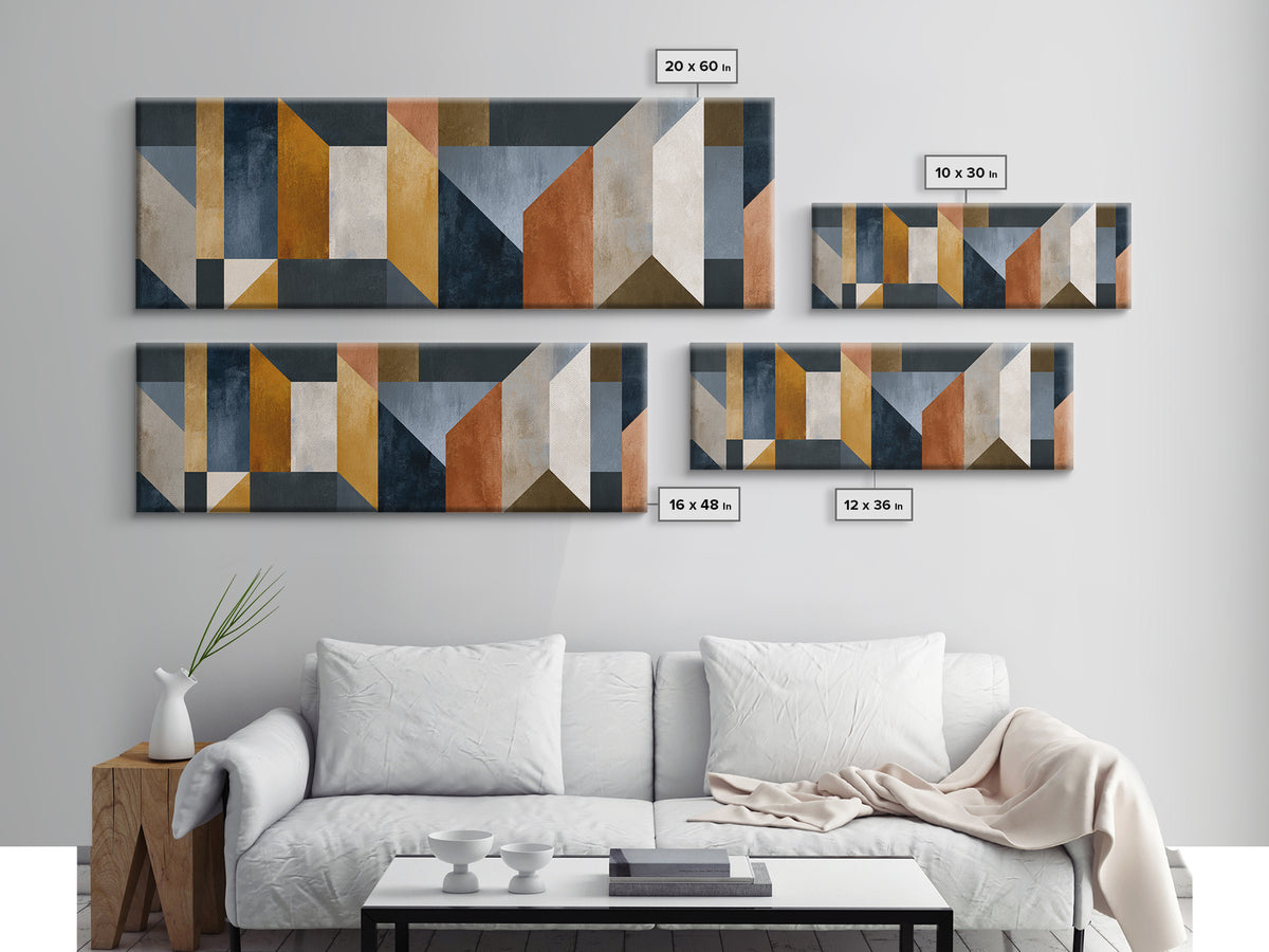 Modern Geometric Composition for Living Spaces Canvas Print, Wall Art, Prints Wall Art, Living Room Decor, Fine Art, WAL-3x1-20