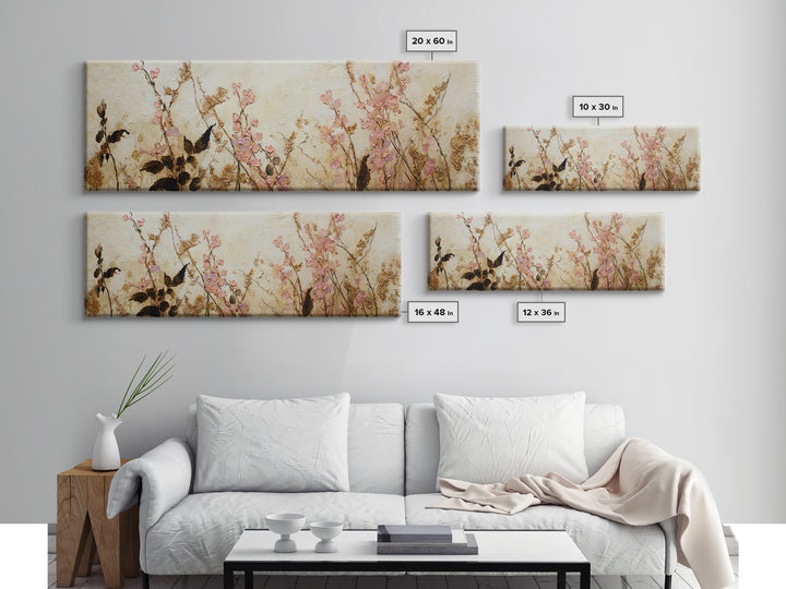 Soft Floral Oil Painting Canvas Print, Wall Art, Digital Print, Living Room Decor, Fine Art, Luxury Decor, Textured Painting, WAL-3x1-21