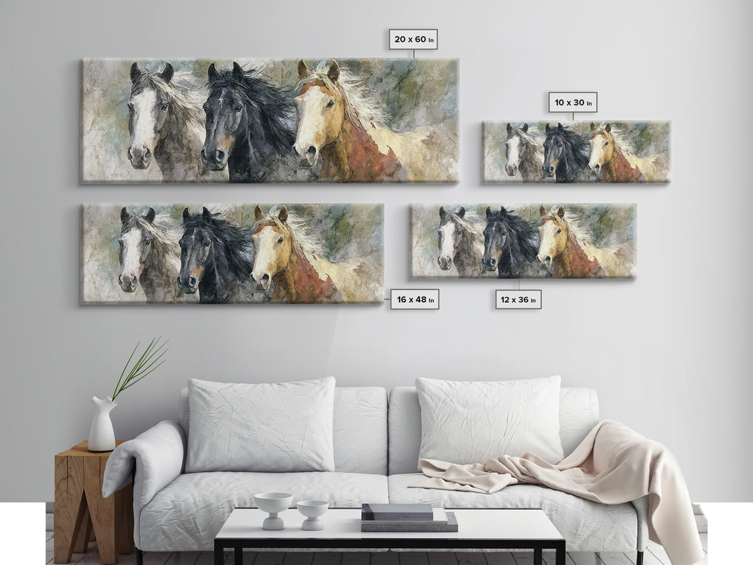 Wild Horse Portrait Canvas Print, Wall Art, Framed Wall Art, Living Room Decor, Fine Art, Fine Art Print, Statement Artwork, WAL-3x1-29