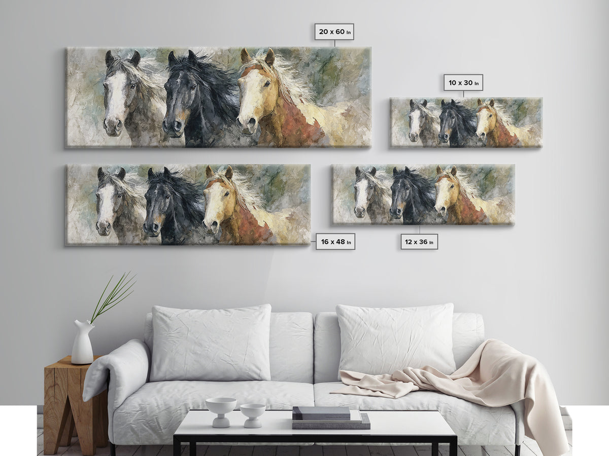 Wild Horse Portrait Canvas Print, Wall Art, Framed Wall Art, Living Room Decor, Fine Art, Fine Art Print, Statement Artwork, WAL-3x1-29