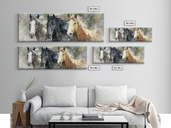 Wild Horse Portrait Canvas Print, Wall Art, Framed Wall Art, Living Room Decor, Fine Art, Fine Art Print, Statement Artwork, WAL-3x1-29