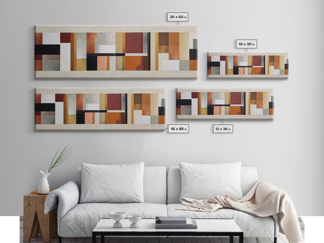 Modern Geometric Composition for Living Spaces Framed Canvas Print, Wall Art, Modern Decor, Living Room Decor, Abstract Art, WAL-3x1-44