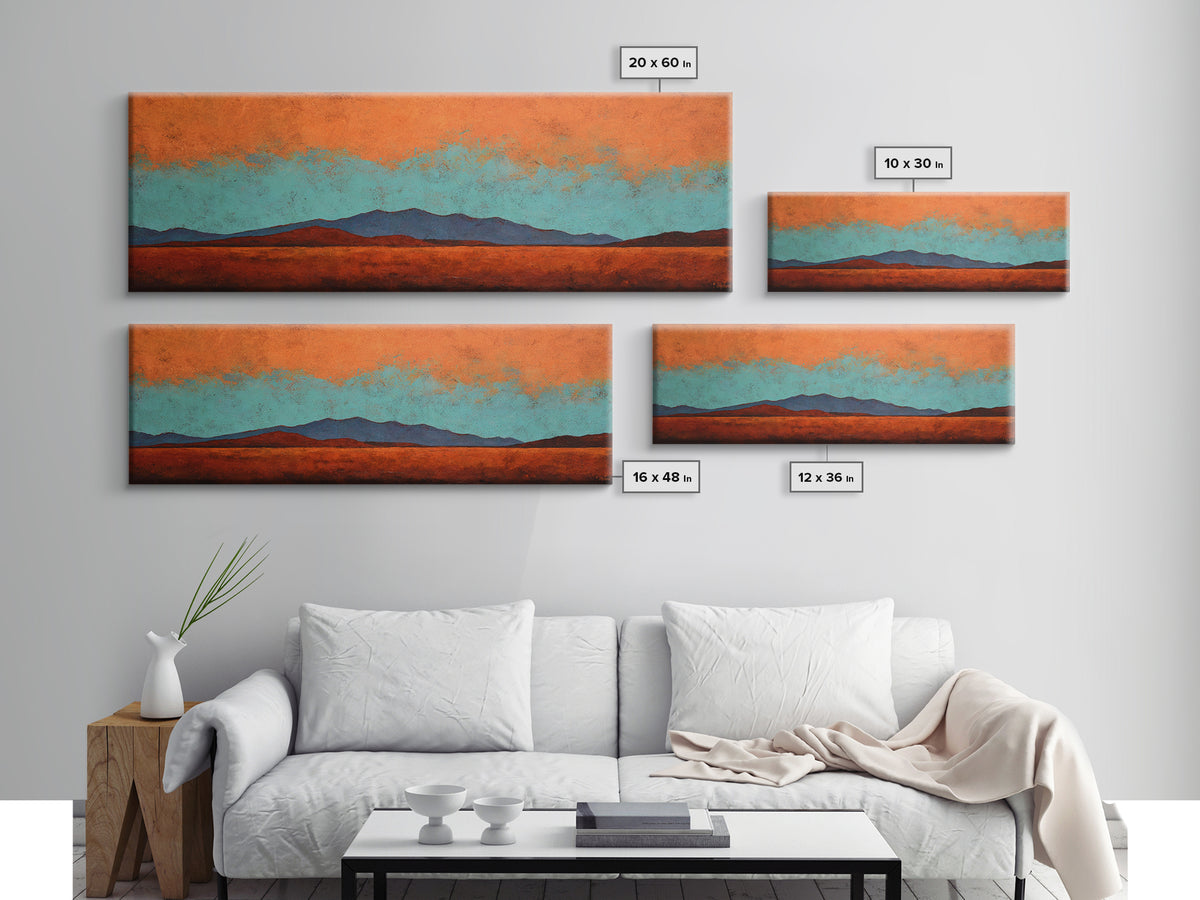 Desert Landscape in Warm Terracotta Tones Framed Canvas Print, Wall Art, Heart, Living Room Decor, Fine Art, WAL-3x1-47