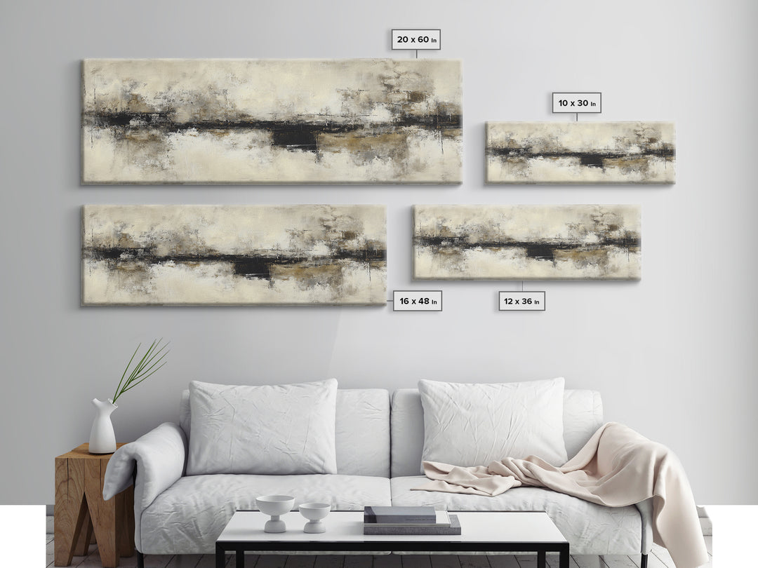 Black and White Architectural Study Canvas Print, Wall Art, Textured Painting, Living Room Decor, Fine Art, Wall Hangings, WAL-3x1-48
