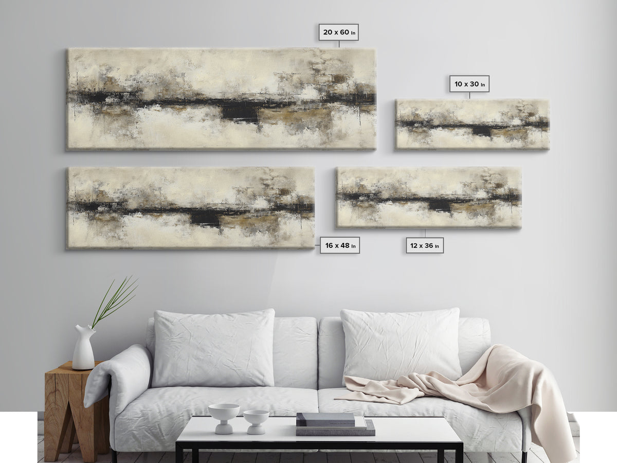 Black and White Architectural Study Canvas Print, Wall Art, Textured Painting, Living Room Decor, Fine Art, Wall Hangings, WAL-3x1-48