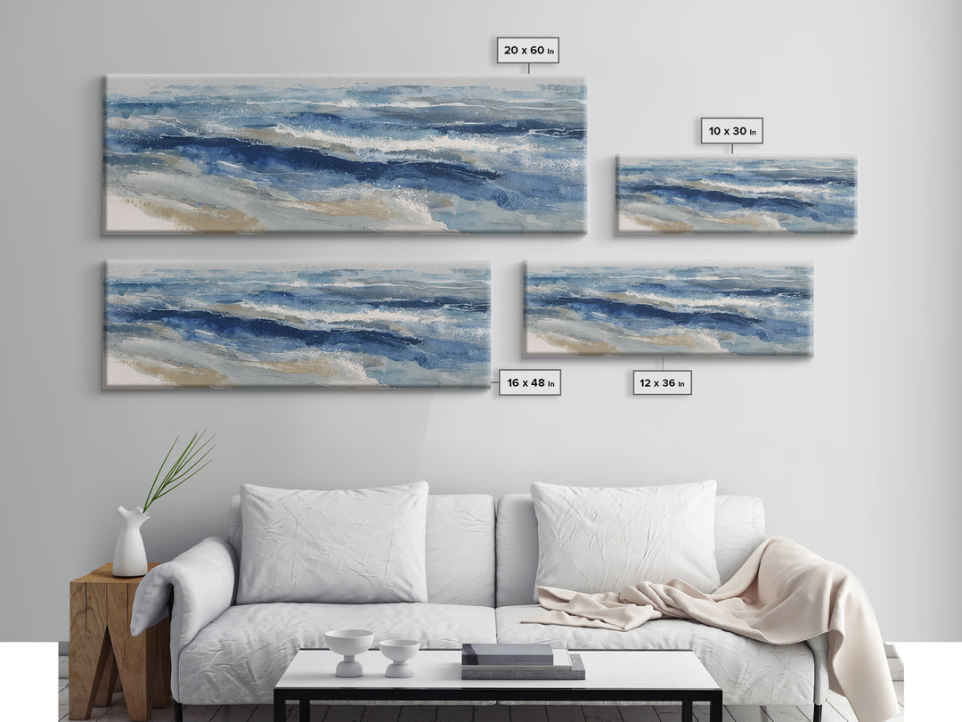 Coastal Aerial Water Study Framed Canvas Print, Wall Art, Printable Wall Art, Living Room Decor, Fine Art, Original Art, WAL-3x1-51