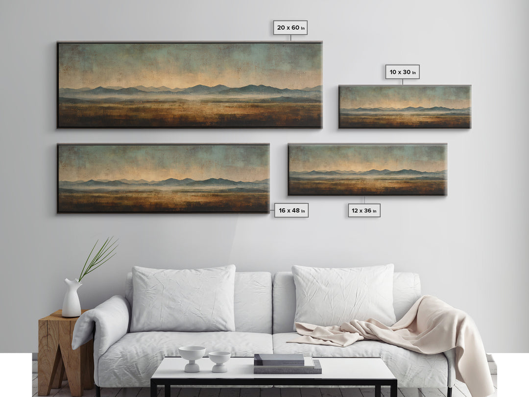 Desert Landscape in Warm Terracotta Tones Canvas Print, Wall Art, Metal Wall Art, Living Room Decor, Oil Painting, WAL-3x1-71
