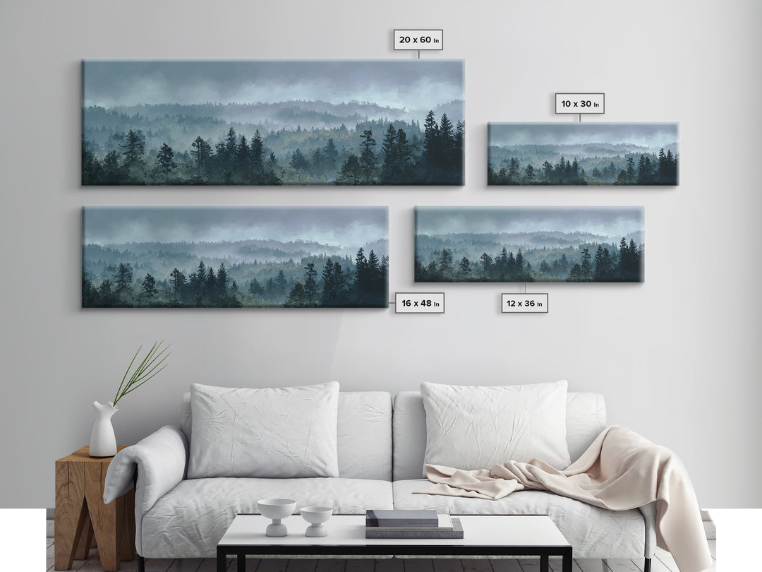 Moody Forest Landscape Framed Canvas Print, Wall Art, Framed Wall Art, Living Room Decor, Fine Art, Fine Art Print, WAL-3x1-74
