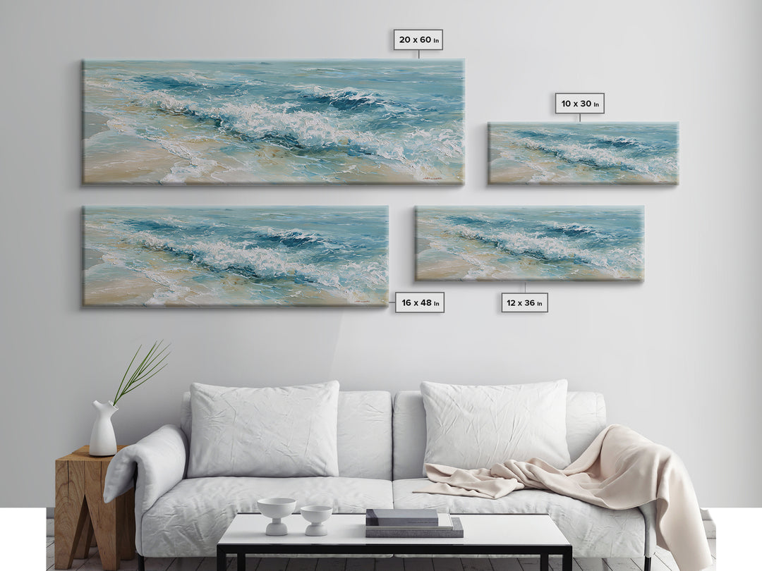Coastal Aerial Water Study Canvas Print, Wall Art, Digital Wall Art, Living Room Decor, Fine Art, Wood Wall Art, WAL-3x1-75