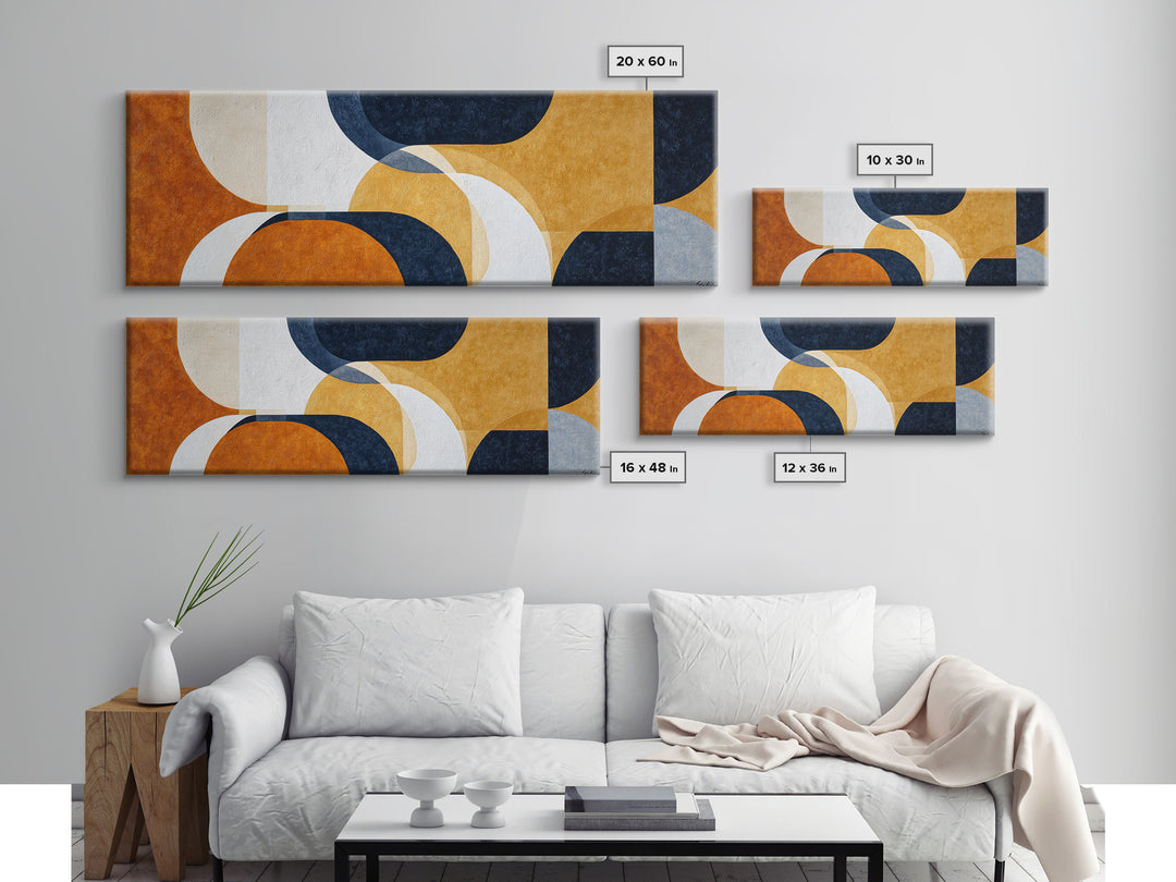 Mid Century Color Block Composition Canvas Print, Wall Art, Art, Living Room Decor, Fine Art, Wall Clock, Large Wall Art, WAL-3x1-76