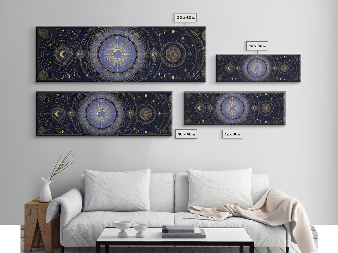 Celestial Moon and Stars Artwork Canvas Print, Wall Art, Printable Wall Art, Living Room Decor, Fine Art, Original Art, WAL-3x1-78