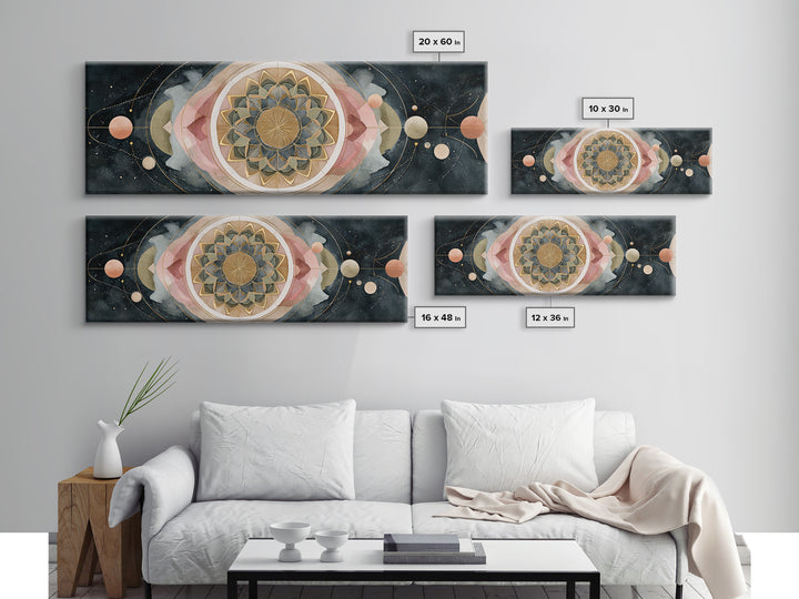 Sacred Geometry Mandala Canvas Print, Wall Art, Living Room Decor, Oil Painting, Minimalist Decor, Contemporary Art, WAL-3x1-85