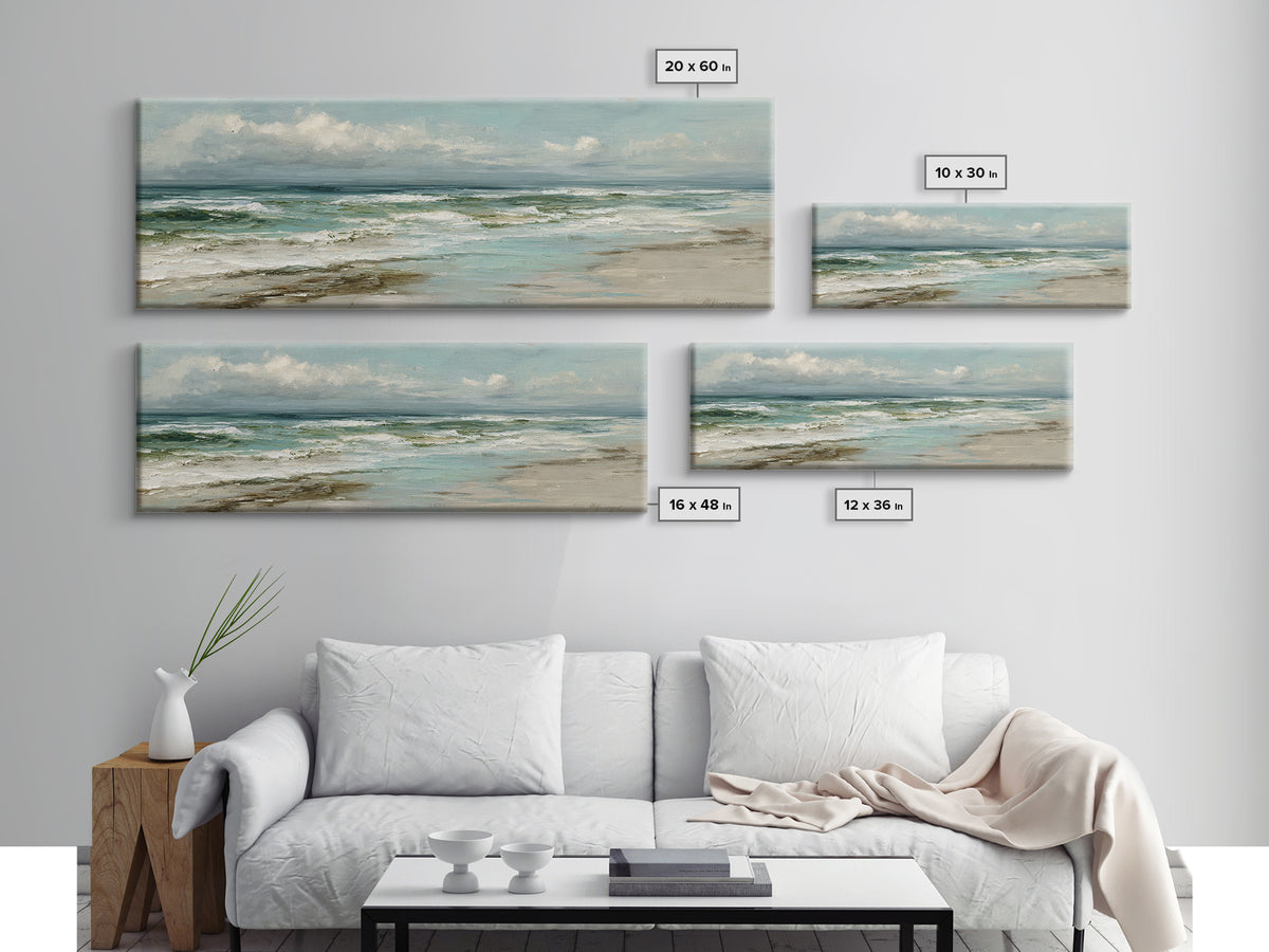 Classic Seascape with Dramatic Clouds Canvas Print, Wall Art, Art Print, Living Room Decor, Fine Art, Wall Hanging, WAL-3x1-91