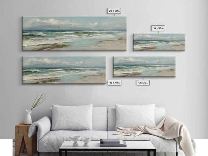 Classic Seascape with Dramatic Clouds Canvas Print, Wall Art, Art Print, Living Room Decor, Fine Art, Wall Hanging, WAL-3x1-91