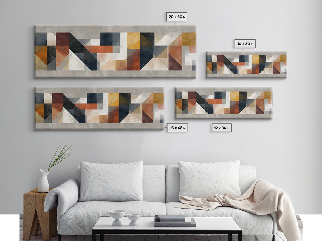 Modern Geometric Composition for Living Spaces Canvas Print, Wall Art, Heart, Living Room Decor, Fine Art, Home Decor Gift, WAL-3x1-92