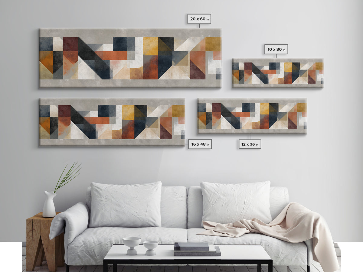 Modern Geometric Composition for Living Spaces Canvas Print, Wall Art, Heart, Living Room Decor, Fine Art, Home Decor Gift, WAL-3x1-92