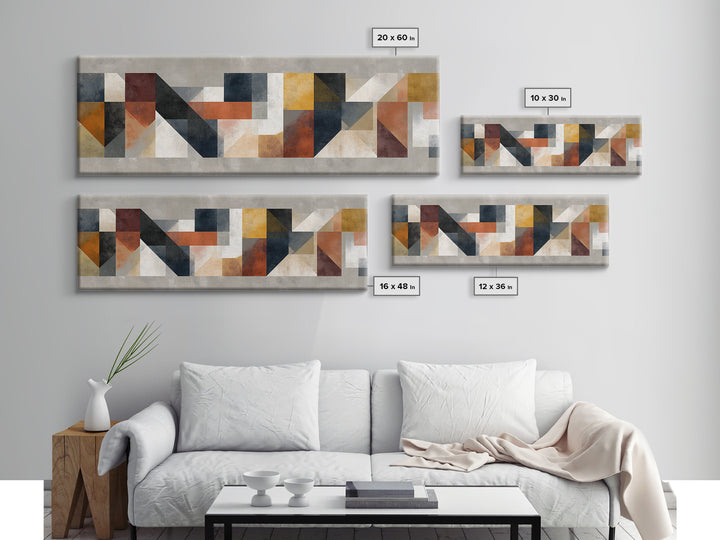 Modern Geometric Composition for Living Spaces Canvas Print, Wall Art, Heart, Living Room Decor, Fine Art, Home Decor Gift, WAL-3x1-92
