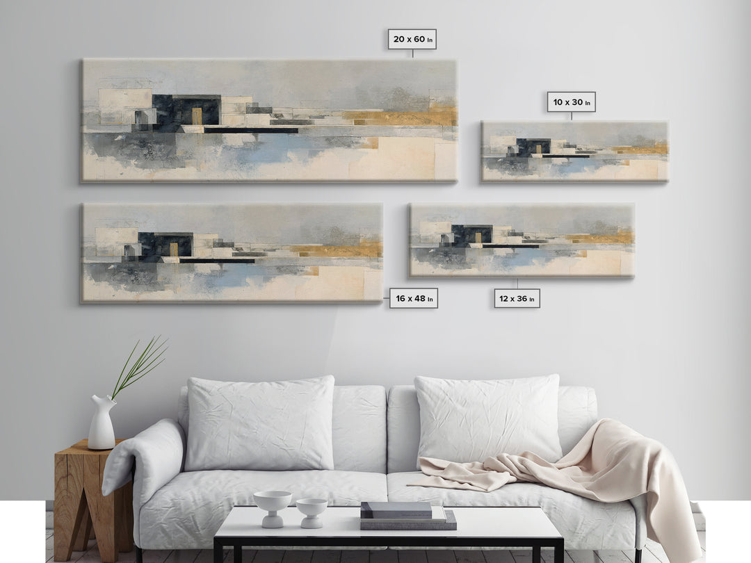 Black and White Architectural Study Canvas Print, Wall Art, Textured Painting, Living Room Decor, Fine Art, Wall Hangings, WAL-3x1-96