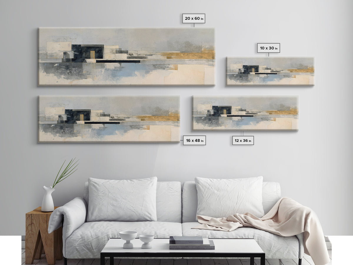 Black and White Architectural Study Canvas Print, Wall Art, Textured Painting, Living Room Decor, Fine Art, Wall Hangings, WAL-3x1-96