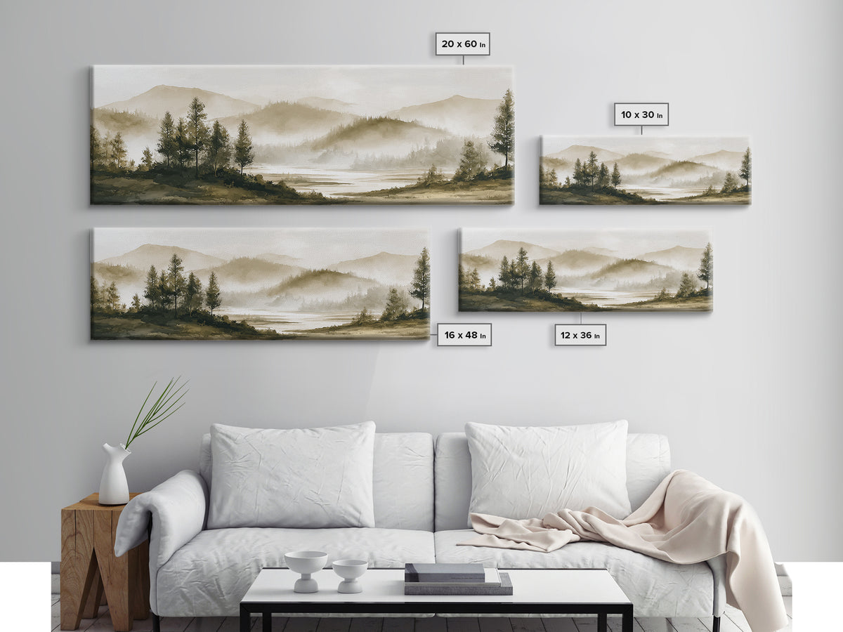 Moody Forest Landscape Canvas Print, Wall Art, Prints Wall Art, Living Room Decor, Oil Painting, Textured Painting, WAL-3x1-98