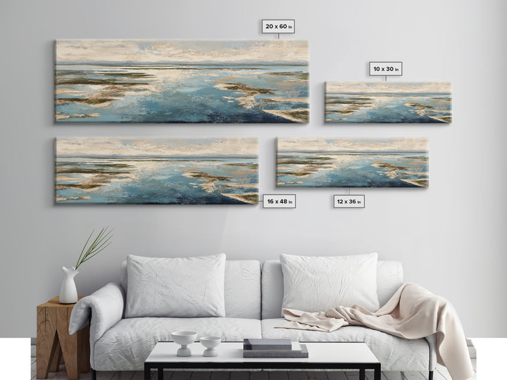 Coastal Aerial Water Study Framed Canvas Print, Wall Art, Printable Wall Art, Living Room Decor, Fine Art, Original Art, WAL-3x1-99