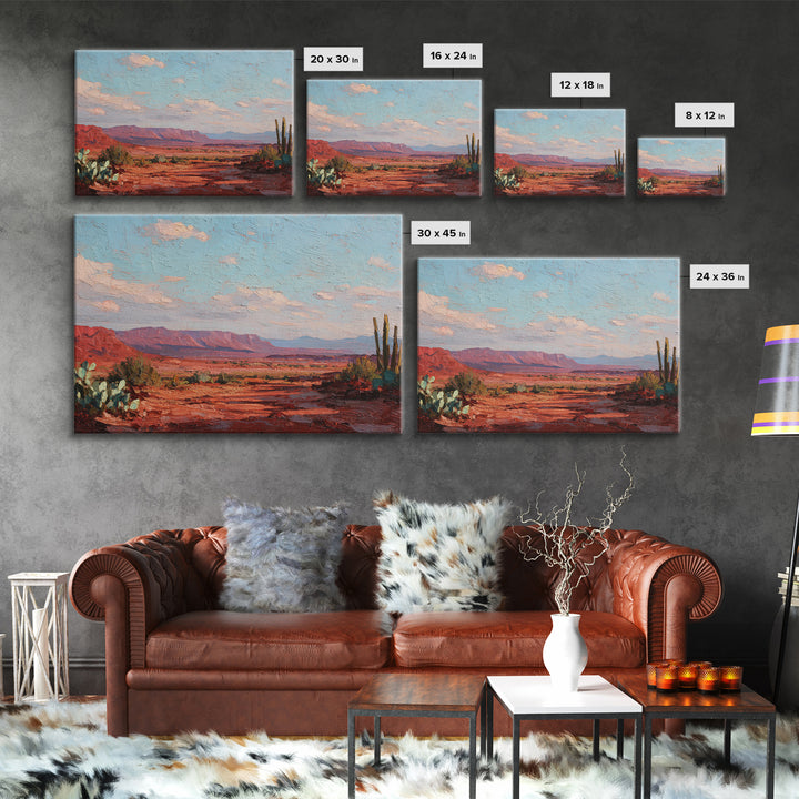 Desert Landscape in Warm Terracotta Tones Canvas Print, Wall Art, Modern Decor, Living Room Decor, Fine Art, WAL-3x2-11